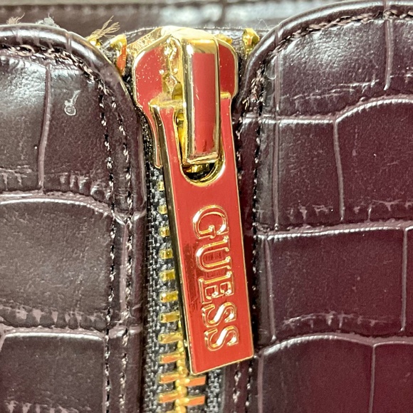 R GUESS Dark Brown Lapse Faux Leather Croc Stiletto High Heel Ankle Boot sz  8M - Picture 12 of 13